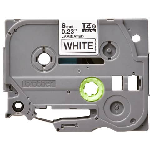 Nastro laminato Brother per etichettarice - 6 mm x 8 m - nero/bianco - TZe-211